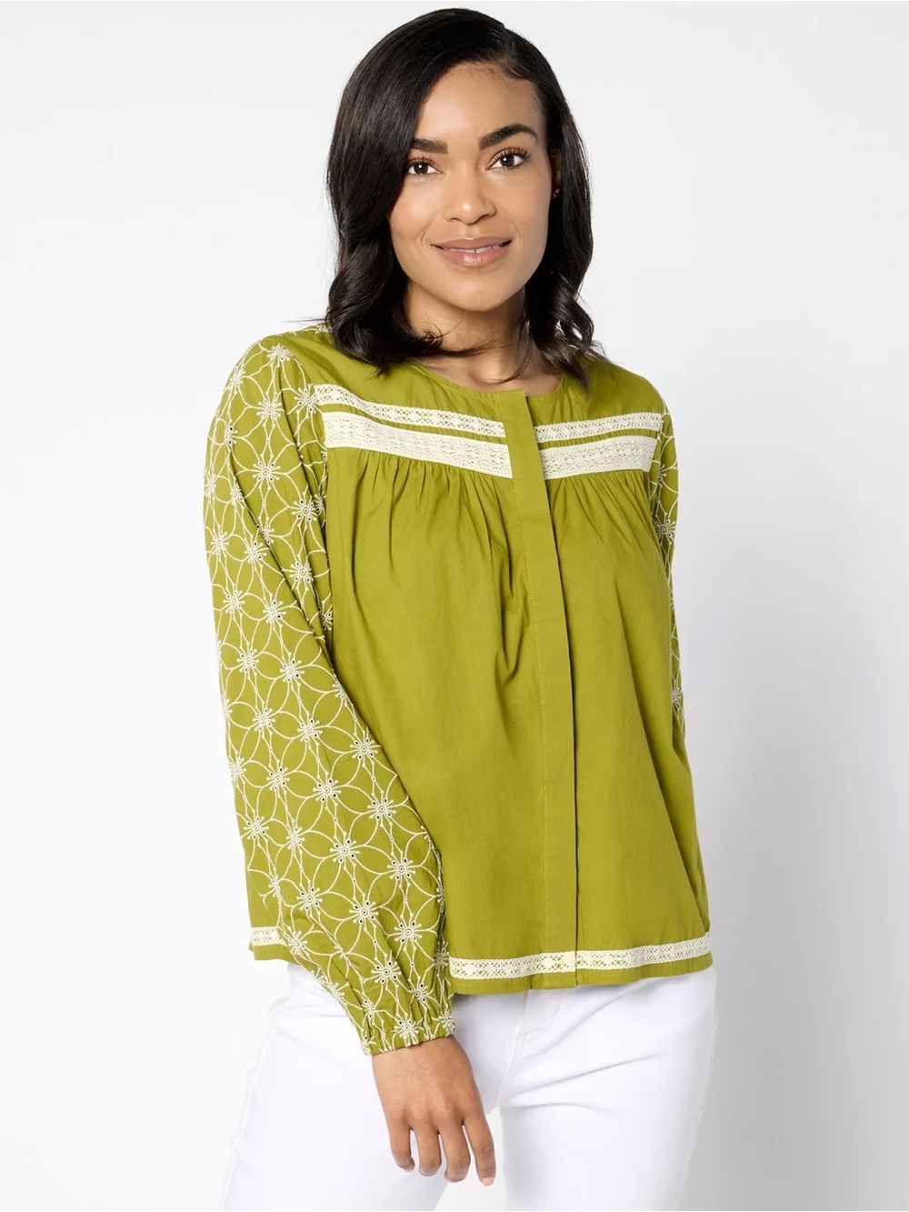 LOGO Lavish by Lori Goldstein NWT Shiffli Embroidered Swing Jacket Women Size L